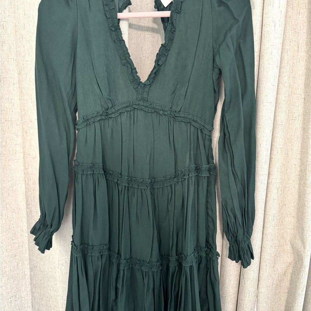 Long Sleeve Dress with Open Back in Hunter Green - Picture 6 of 7
